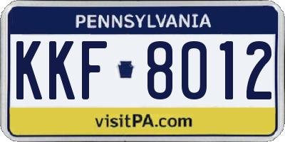 PA license plate KKF8012