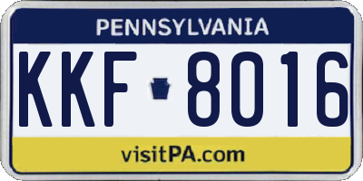 PA license plate KKF8016