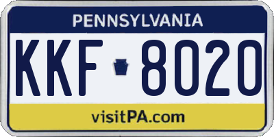 PA license plate KKF8020