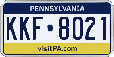 PA license plate KKF8021