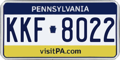 PA license plate KKF8022