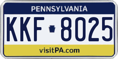 PA license plate KKF8025