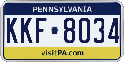 PA license plate KKF8034