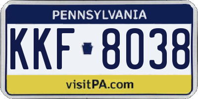 PA license plate KKF8038