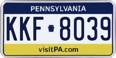 PA license plate KKF8039