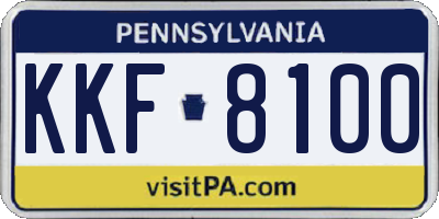 PA license plate KKF8100