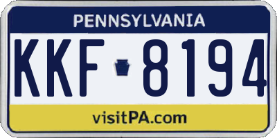 PA license plate KKF8194
