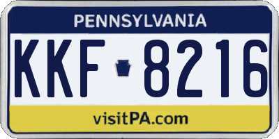 PA license plate KKF8216