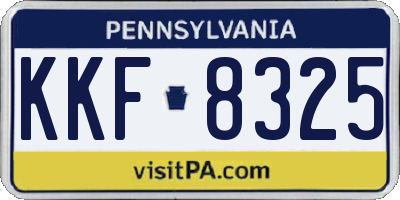 PA license plate KKF8325