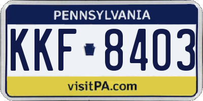 PA license plate KKF8403