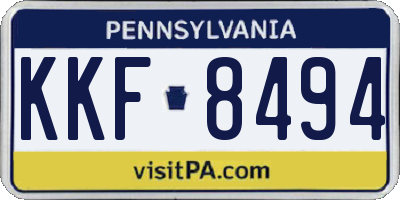 PA license plate KKF8494