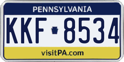 PA license plate KKF8534