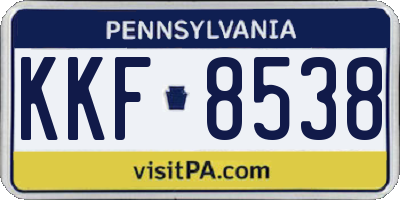 PA license plate KKF8538