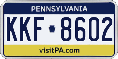 PA license plate KKF8602