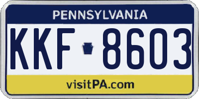 PA license plate KKF8603