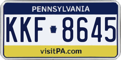 PA license plate KKF8645