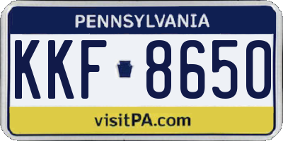 PA license plate KKF8650