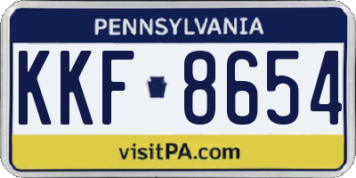 PA license plate KKF8654