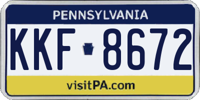 PA license plate KKF8672