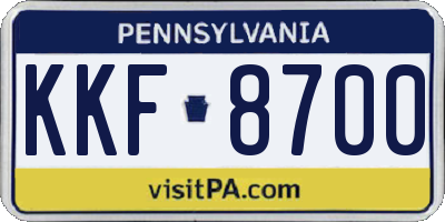 PA license plate KKF8700