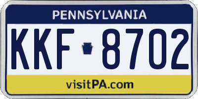 PA license plate KKF8702