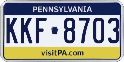 PA license plate KKF8703