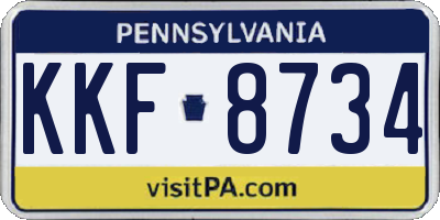PA license plate KKF8734