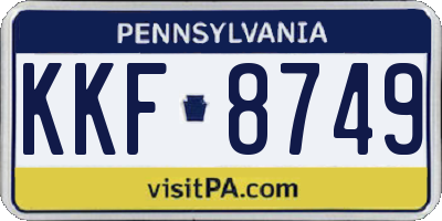 PA license plate KKF8749