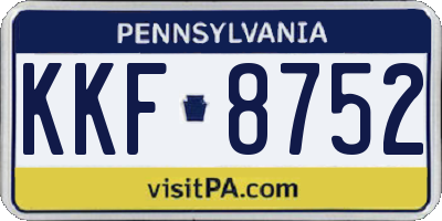 PA license plate KKF8752