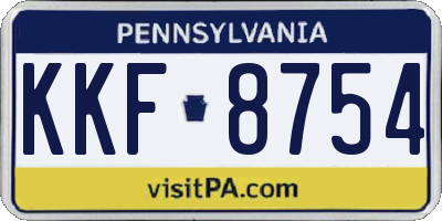 PA license plate KKF8754