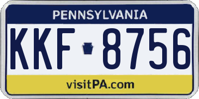PA license plate KKF8756