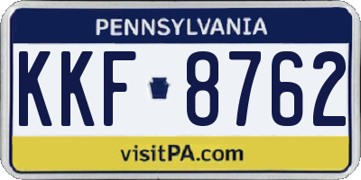 PA license plate KKF8762