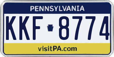PA license plate KKF8774