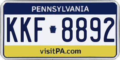 PA license plate KKF8892