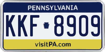 PA license plate KKF8909