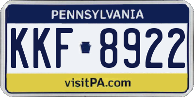 PA license plate KKF8922
