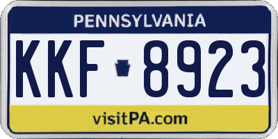 PA license plate KKF8923