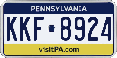 PA license plate KKF8924