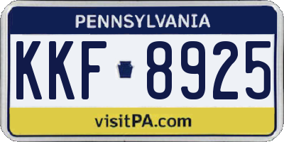 PA license plate KKF8925