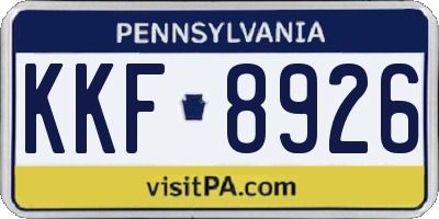 PA license plate KKF8926