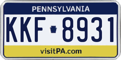 PA license plate KKF8931