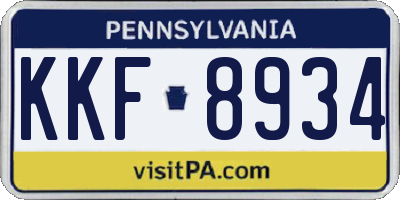 PA license plate KKF8934