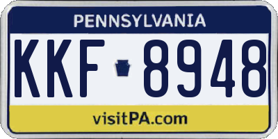 PA license plate KKF8948