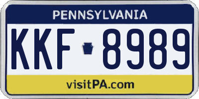 PA license plate KKF8989