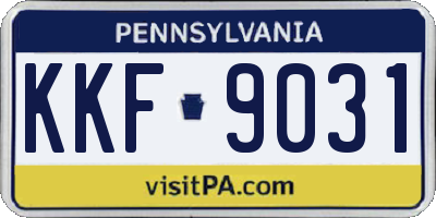 PA license plate KKF9031
