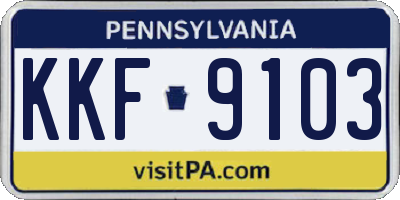 PA license plate KKF9103