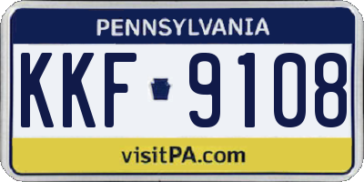 PA license plate KKF9108