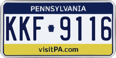 PA license plate KKF9116