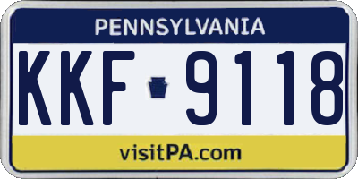 PA license plate KKF9118