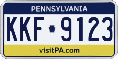 PA license plate KKF9123